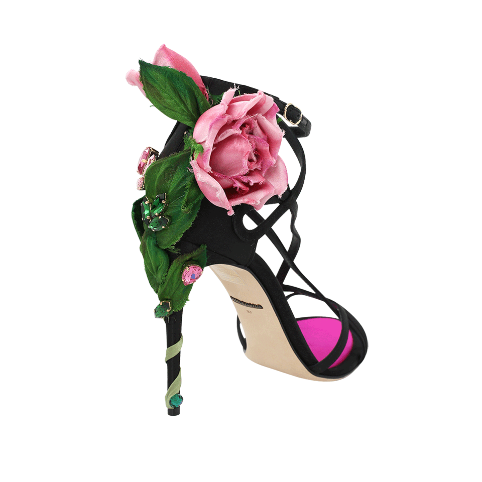 DOLCE & GABBANA-Strappy Rose Heel Sandal-