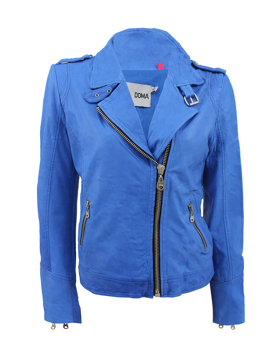 DOMA-Crop Leather Jacket-ELECBLUE