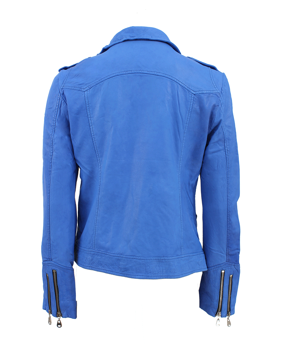 DOMA-Crop Leather Jacket-ELECBLUE