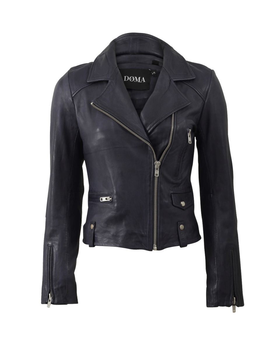 DOMA-Textured Back Leather Jacket-