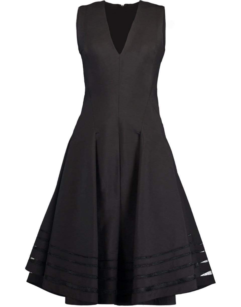 DONNA KARAN-Sleeveless Midi Dress with Full Skirt-BLACK