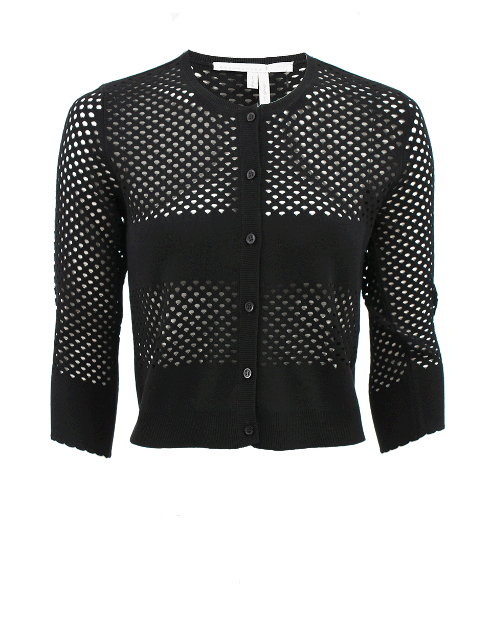 Black Half Sleeve Techno Net Knit Cardigan CLOTHINGTOPCARDIGAN DOROTHEE SCHUMACHER   