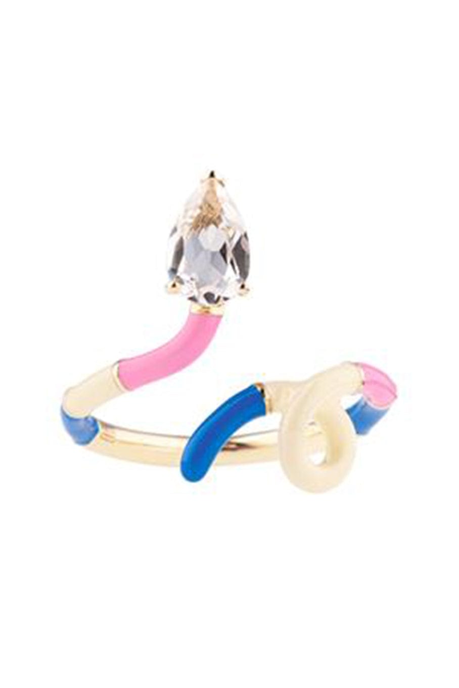 BEA BONGIASCA-Panna and Cobalt B Tri Colored Ring-YELLOW GOLD
