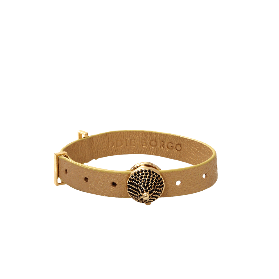 EDDIE BORGO-Pave Cone Leather Bracelet-GLD/MTLL