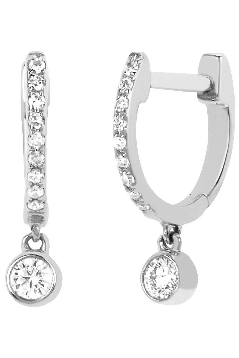 Diamond Bezel Drop Mini Huggie Earrings JEWELRYFINE JEWELEARRING EF COLLECTION   