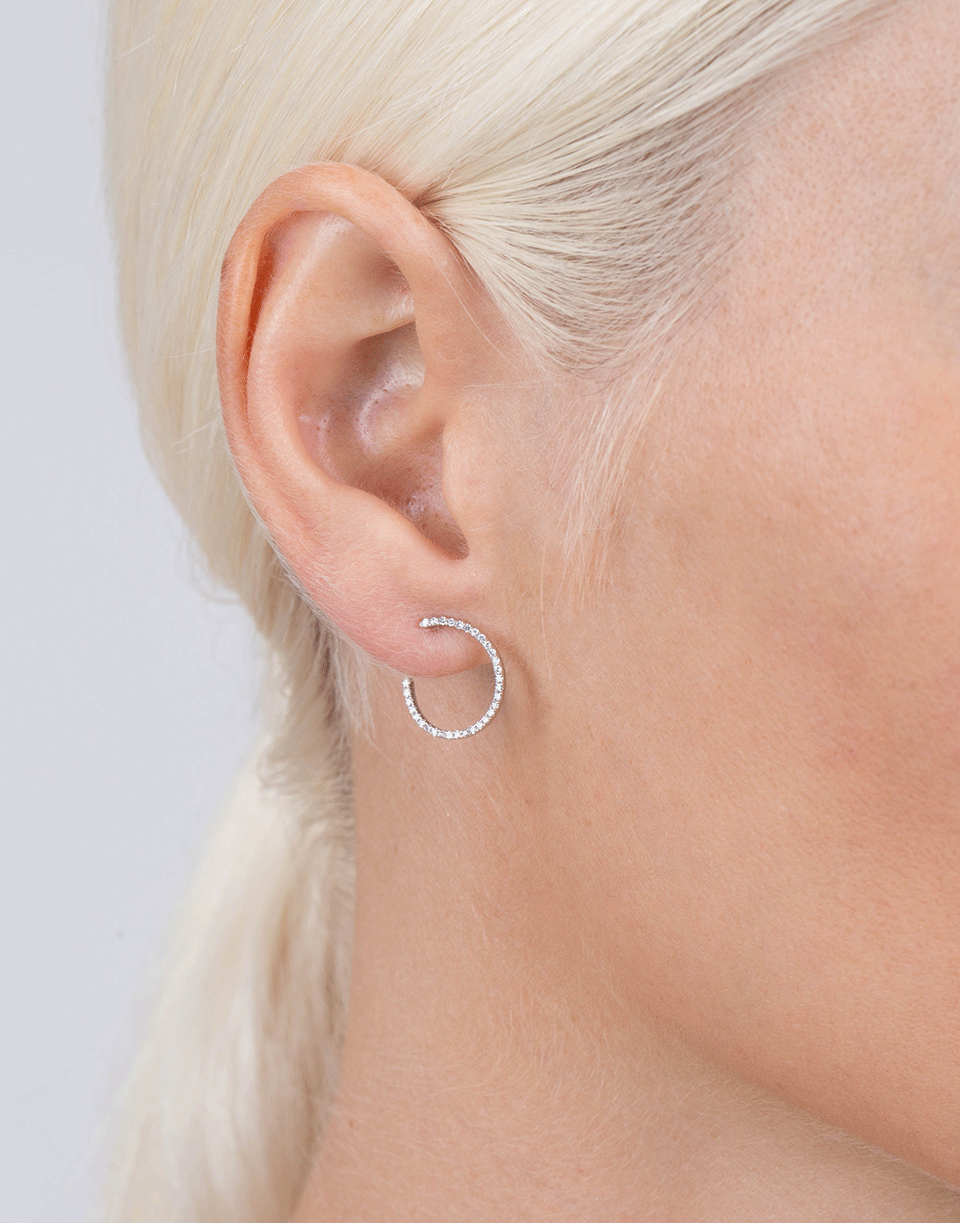 EF COLLECTION-Diamond Illusion Hoop Earrings-WHITE GOLD