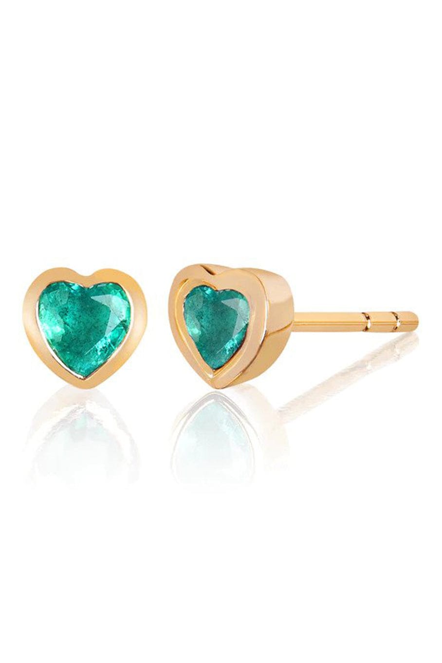 EF COLLECTION-Emerald Heart Studs-YELLOW GOLD