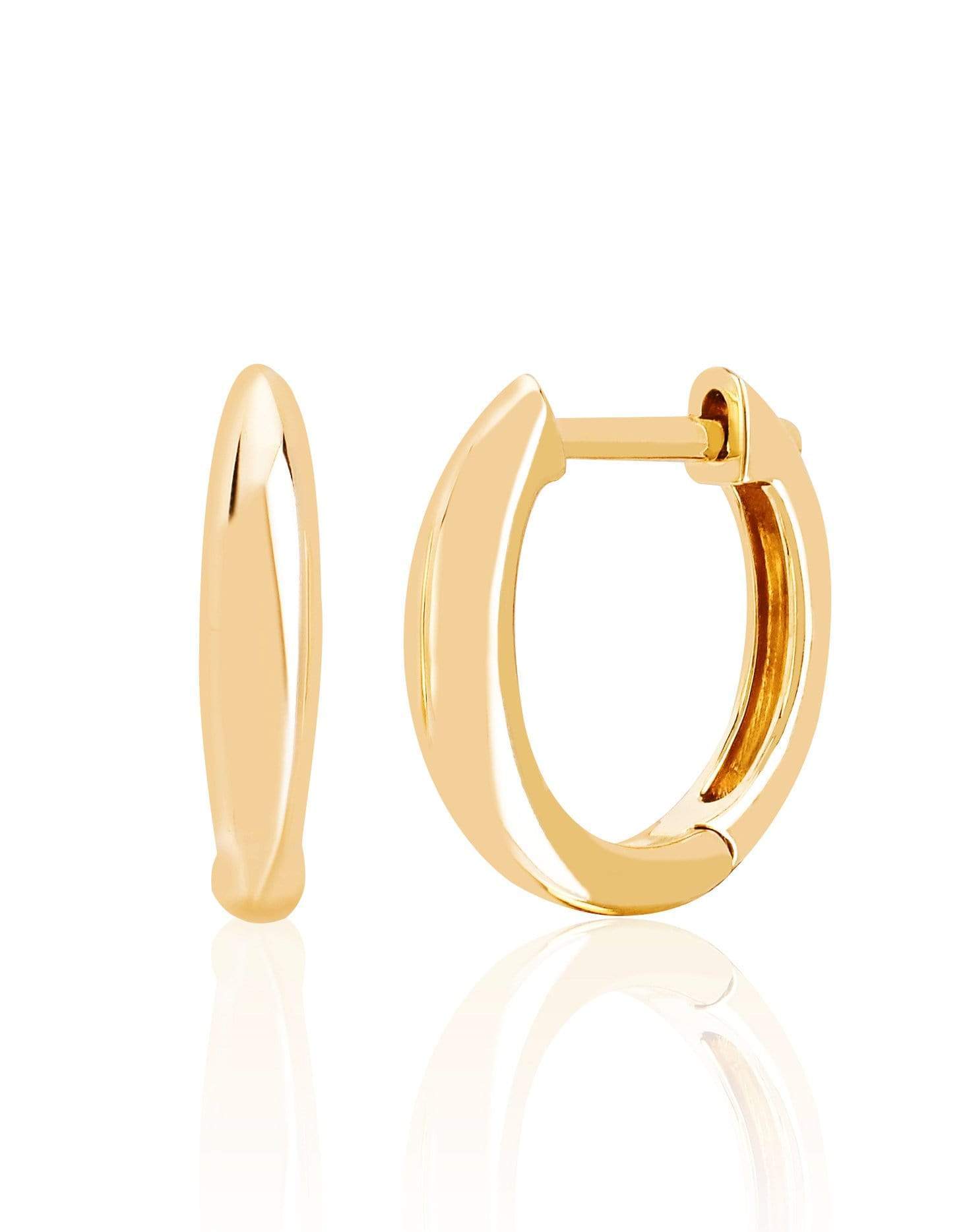 EF COLLECTION-Mini Dome Huggie Earrings-YELLOW GOLD