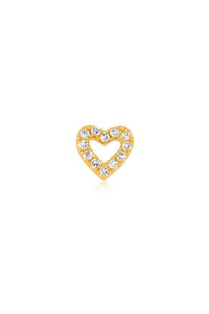 EF COLLECTION-Single Diamond Open Heart Earring-YLWWGOLD