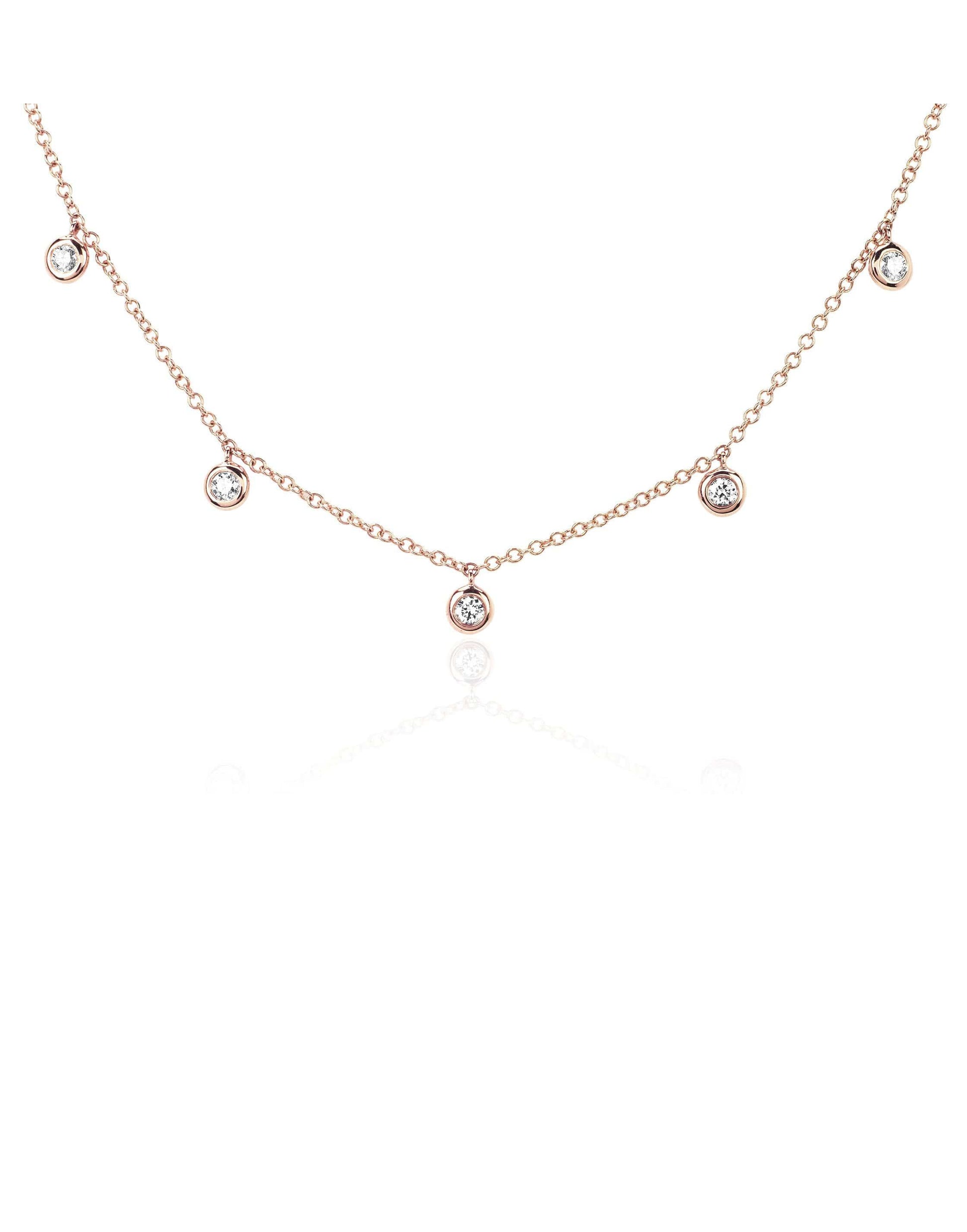 EF COLLECTION-5 Diamond Bezel Choker Necklace-ROSE GOLD