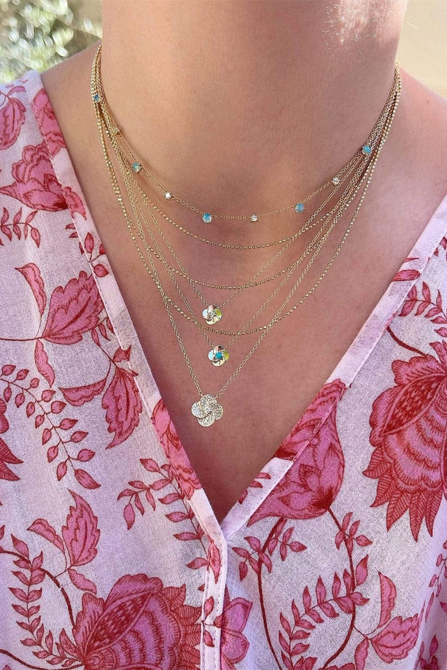 EF COLLECTION-Multi Opal and Diamond Necklace-ROSE GOLD