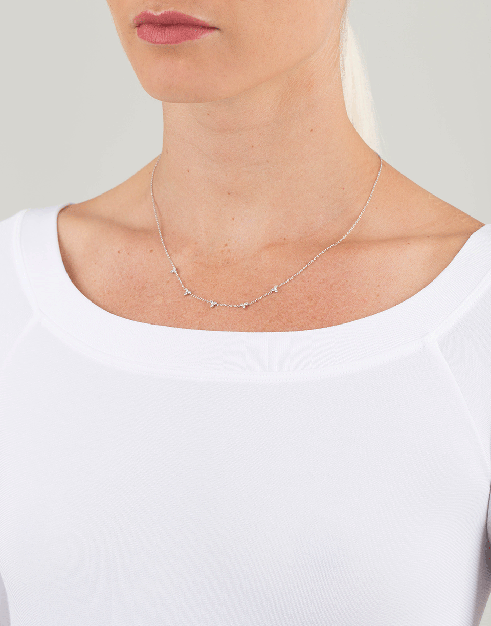 EF COLLECTION-Five Triangle Necklace-WHITE GOLD