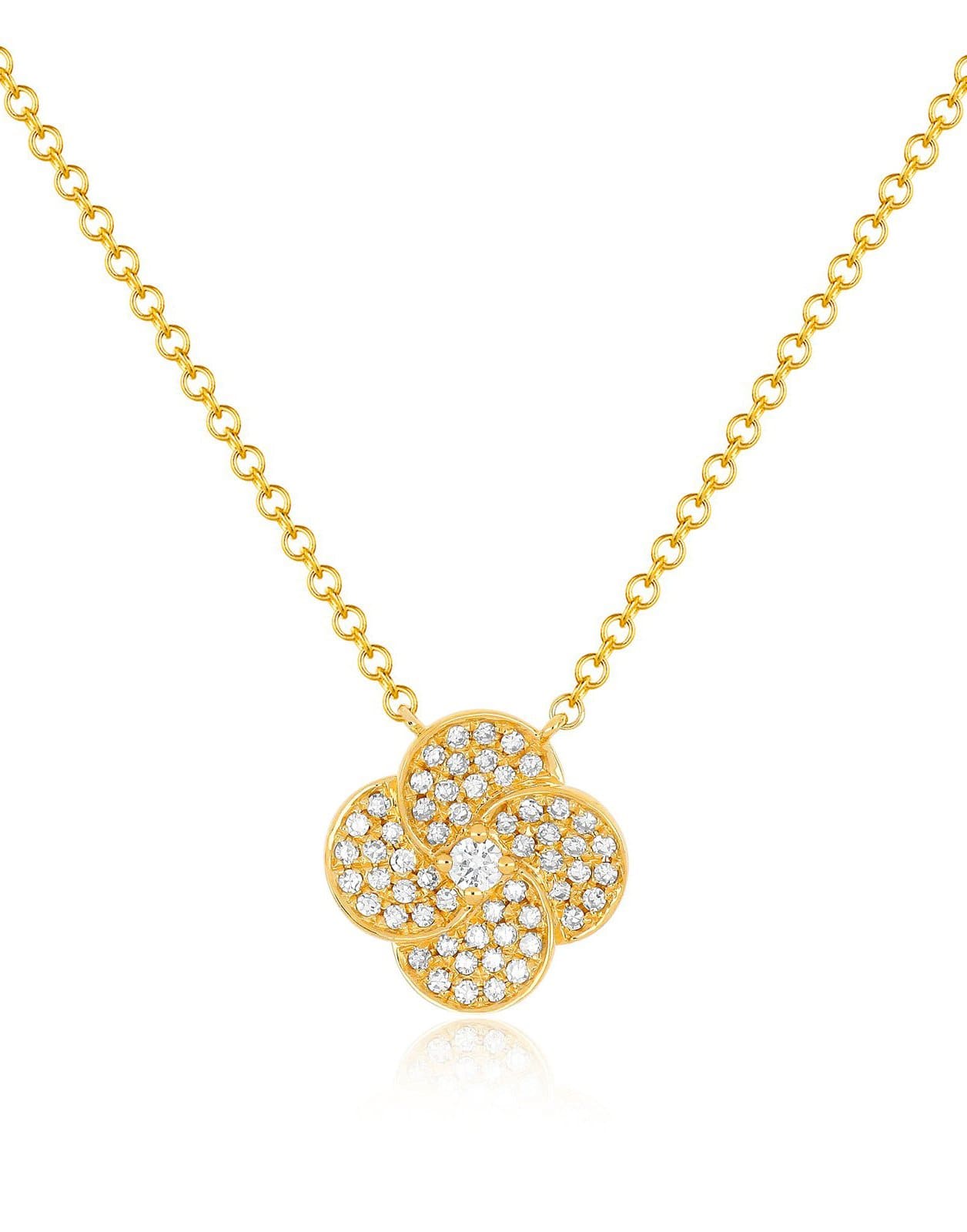 EF COLLECTION-Diamond Jumbo Petal Necklace-YELLOW GOLD