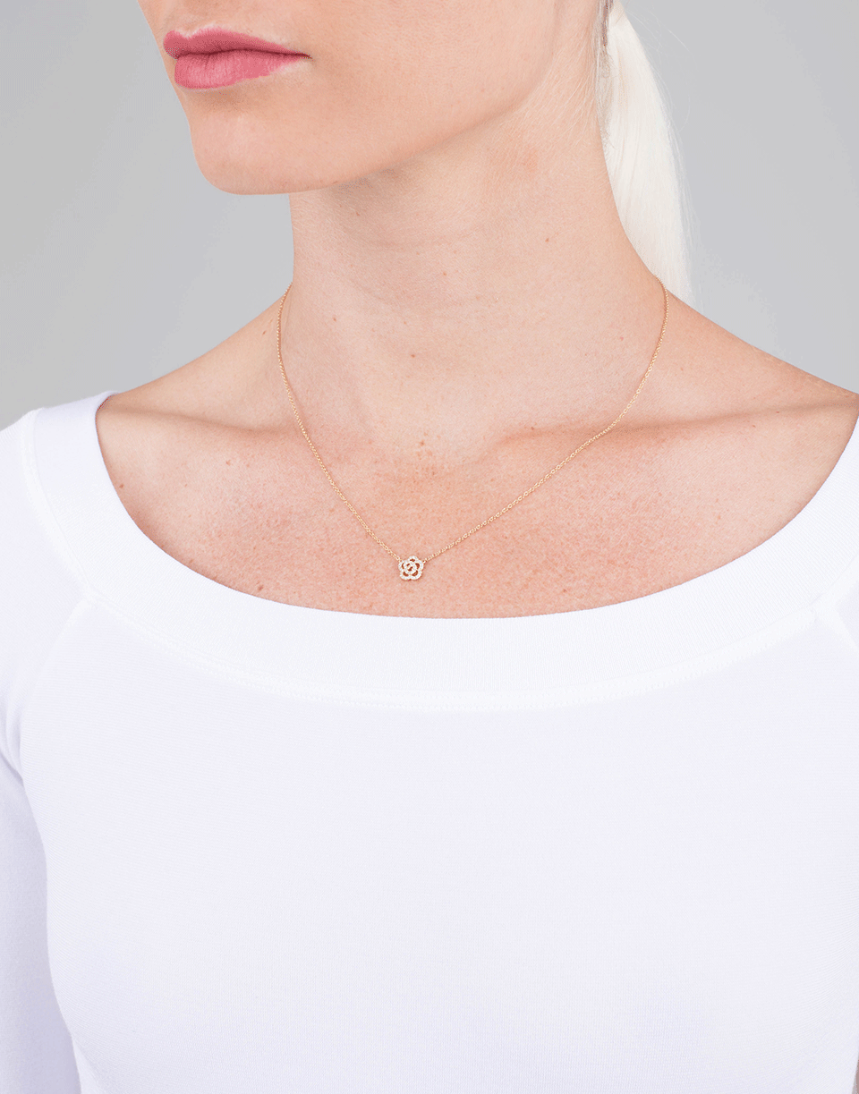 EF COLLECTION-Diamond Rose Necklace-YELLOW GOLD