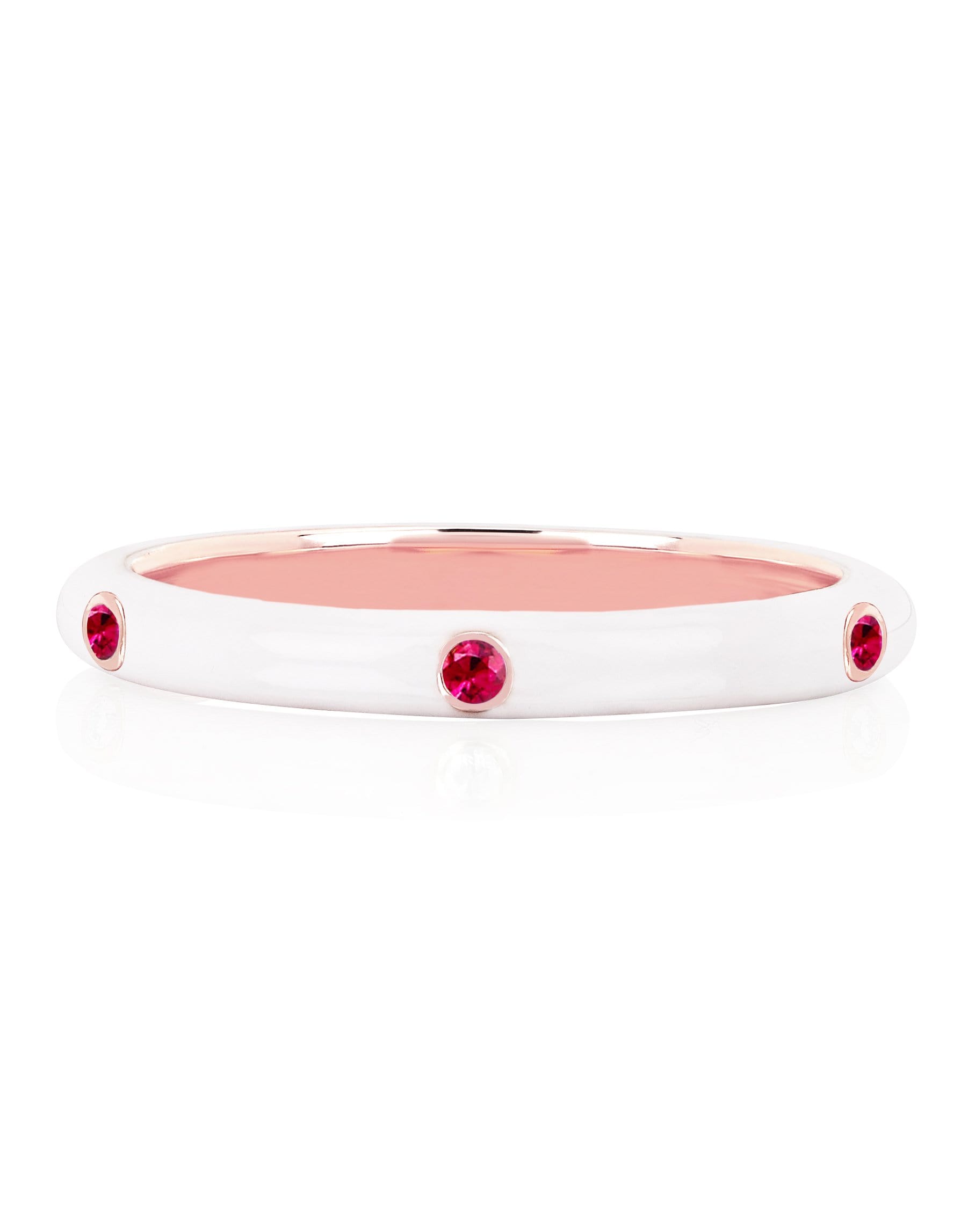 White Enamel and Ruby Ring JEWELRYFINE JEWELRING EF COLLECTION   