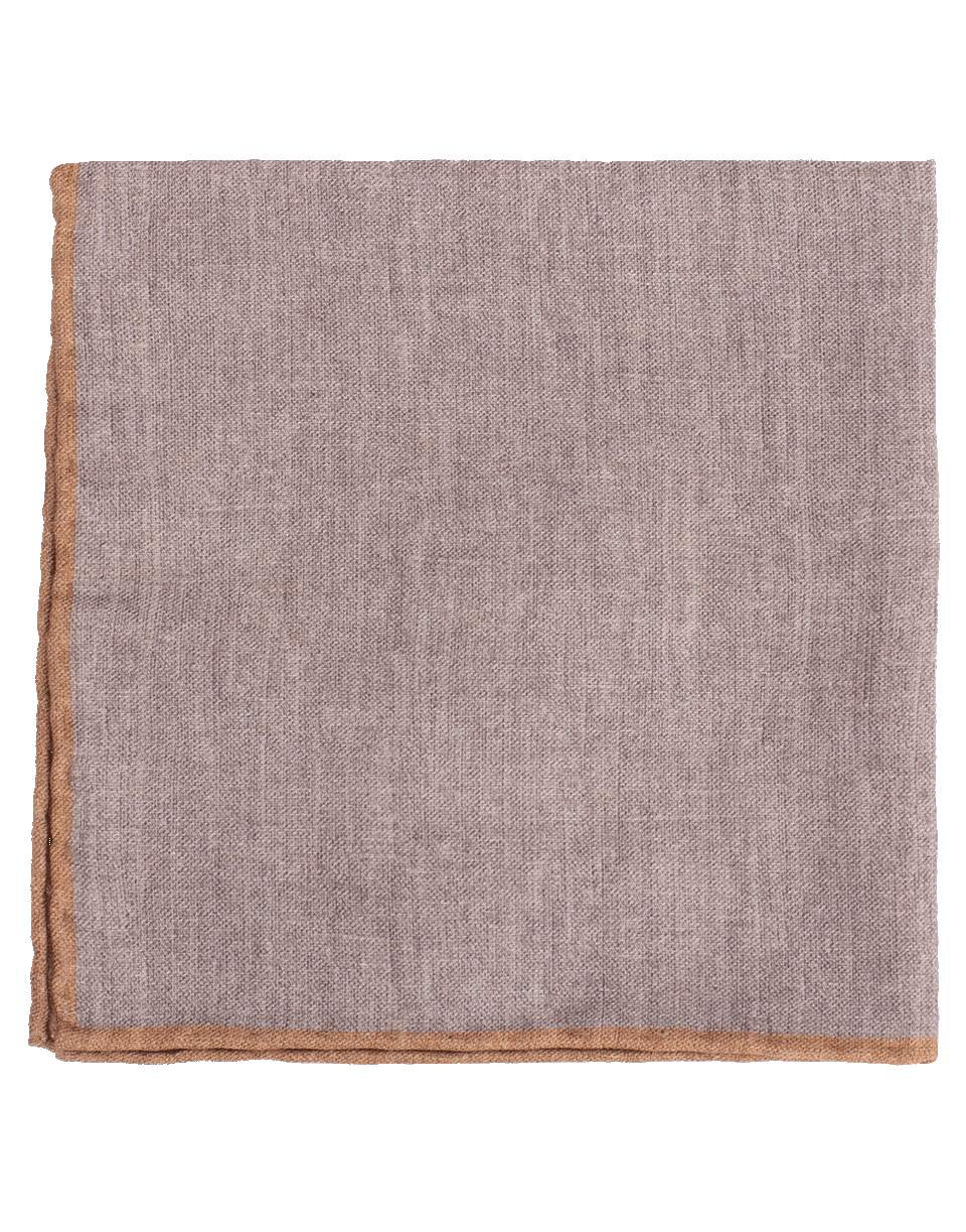 ELEVENTY-Solid Pocket Square with Brown Trim-GRY/BRWN