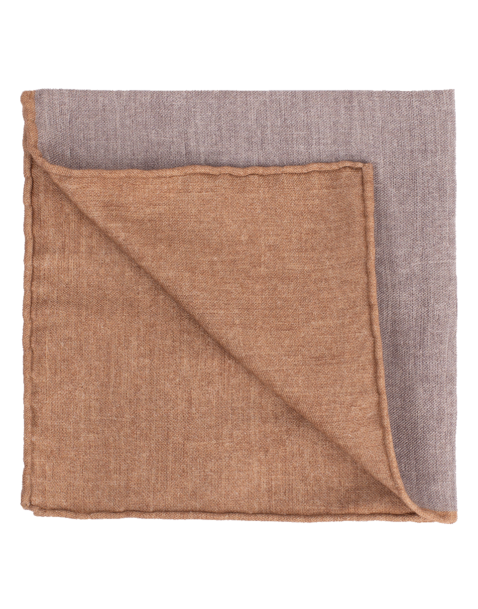 ELEVENTY-Solid Pocket Square with Brown Trim-GRY/BRWN
