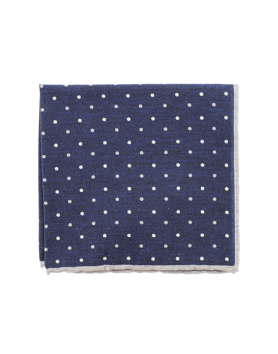 ELEVENTY-Pocket Square With Polka Dots-GRY/NVY