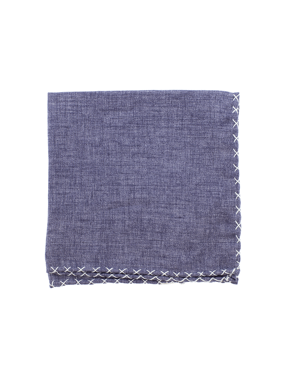ELEVENTY-Solid Pocket Square With Stitching-INK