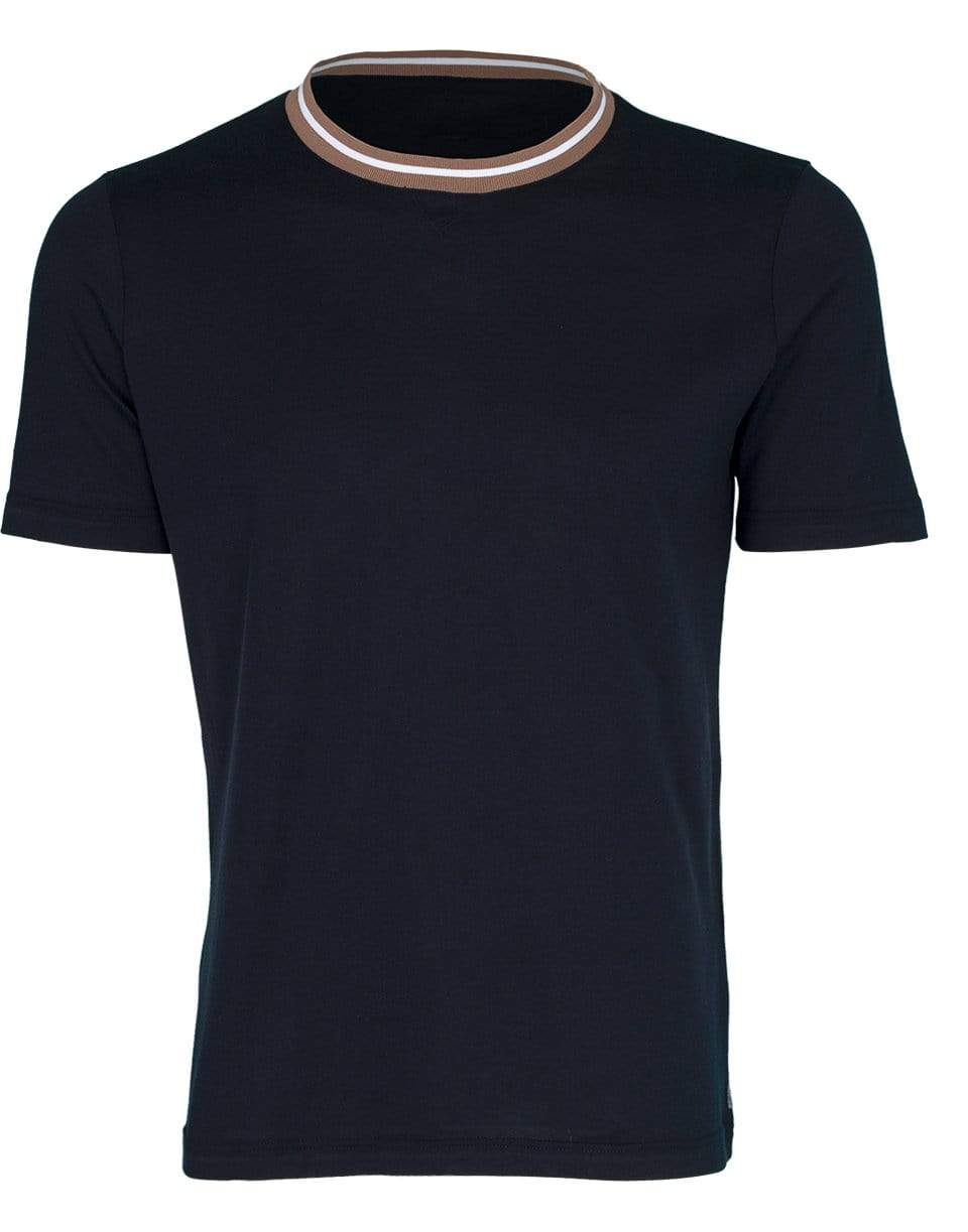 ELEVENTY-Blue Short Sleeve Round Neck T-Shirt-
