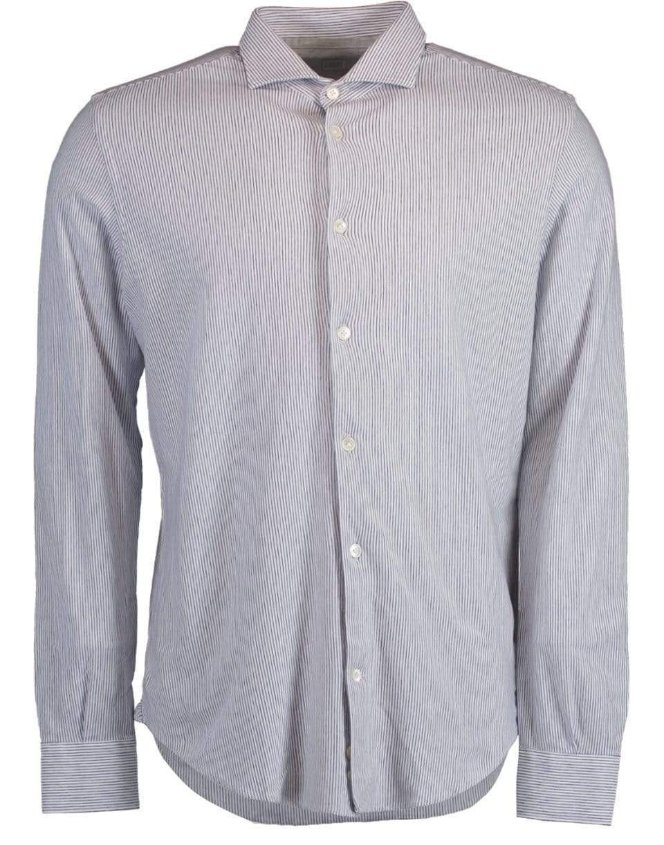 ELEVENTY-Stretch Cotton Pinstripe Shirt-