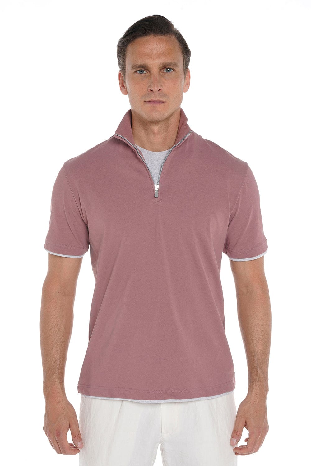 Half Zip T-Shirt - Pink MENSCLOTHINGTEE ELEVENTY   