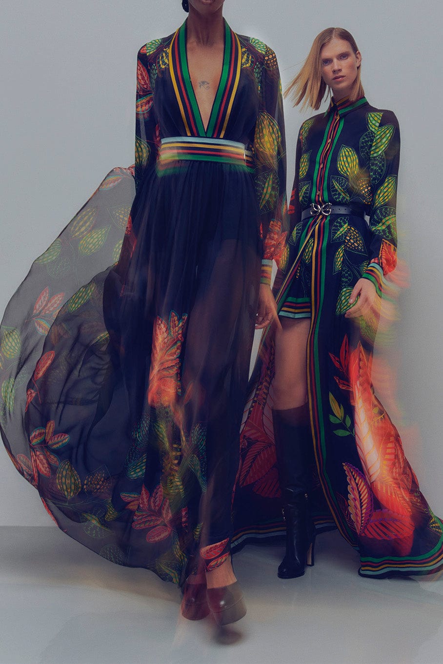 ELIE SAAB-Printed Georgette Maxi Dress-