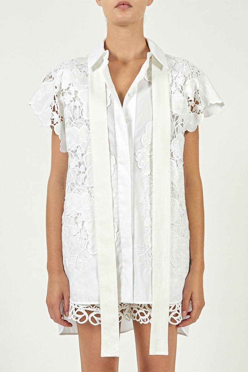 ELIE SAAB-Embroidered Cotton Shirt-