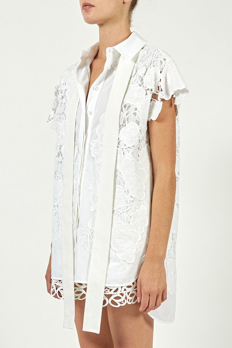 ELIE SAAB-Embroidered Cotton Shirt-