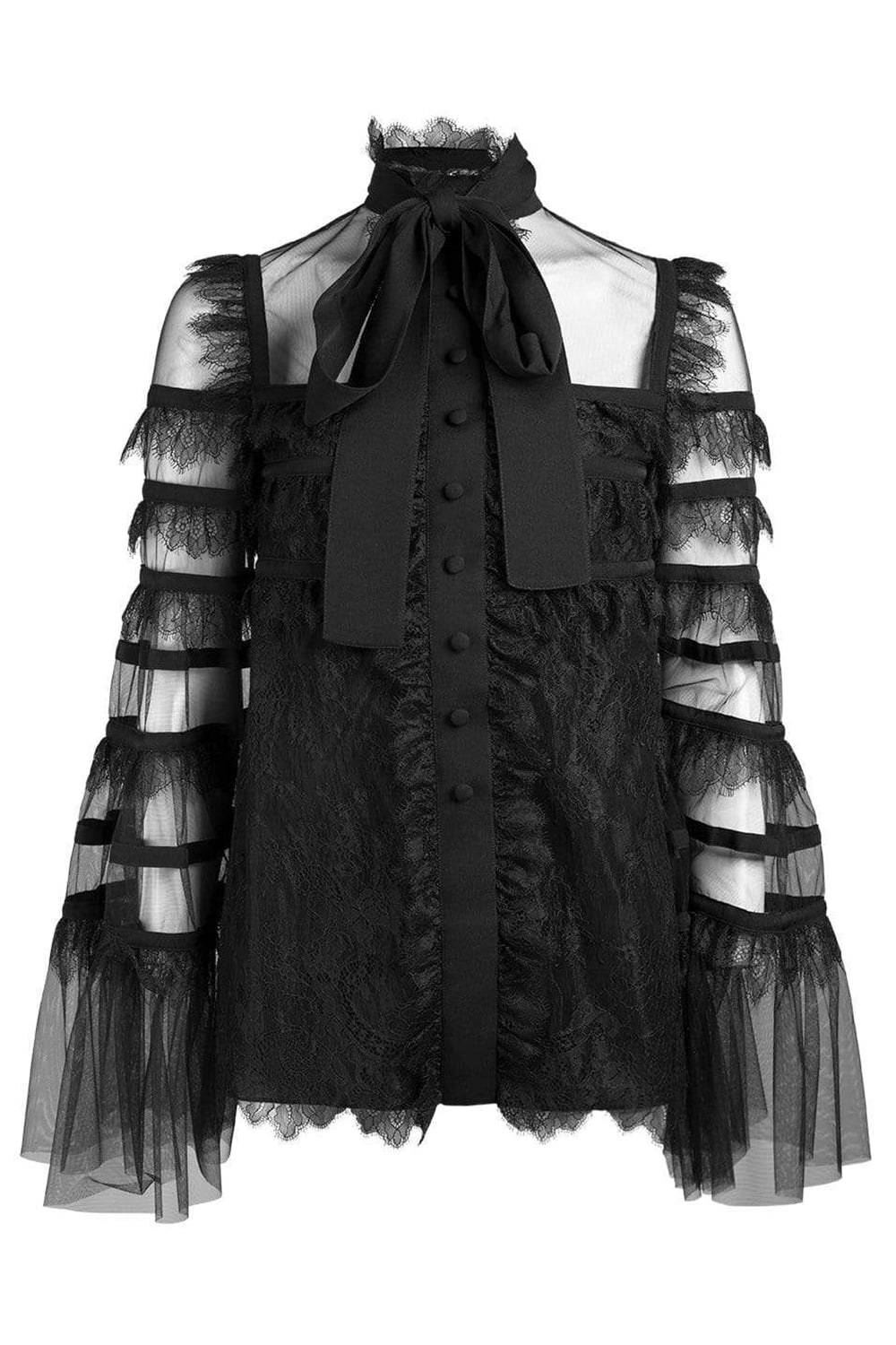 ELIE SAAB-Tulle And Lace Blouse-