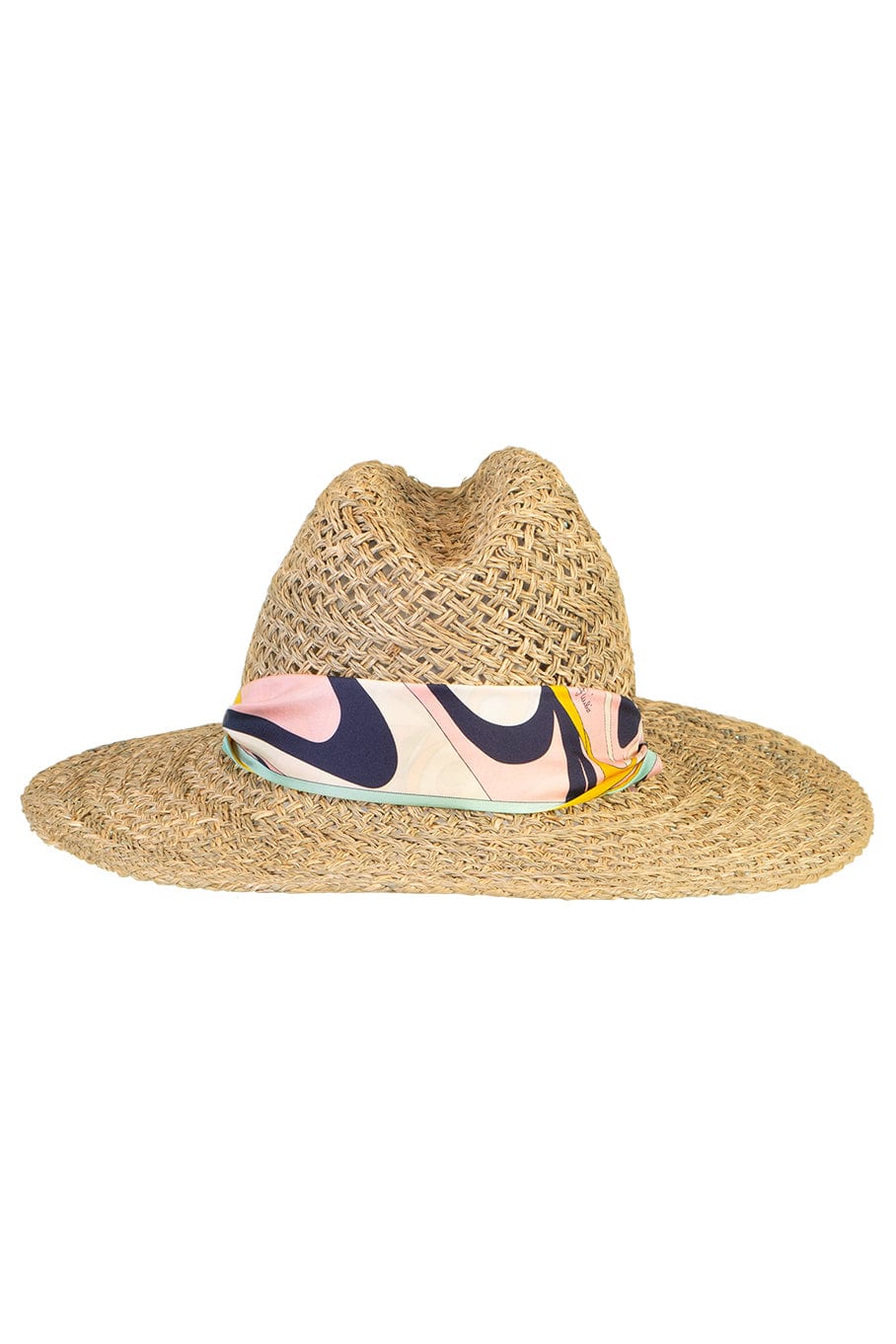 EMILIO PUCCI-Straw Hat With Silk Scarf-NATURAL