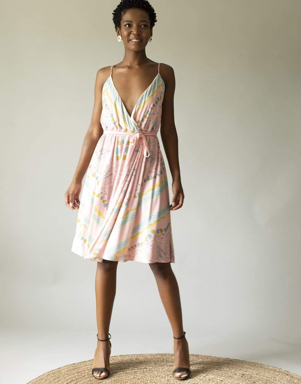 EMILIO PUCCI-Rosa Turchese Print Jersey Wrap Dress-ARANCIO