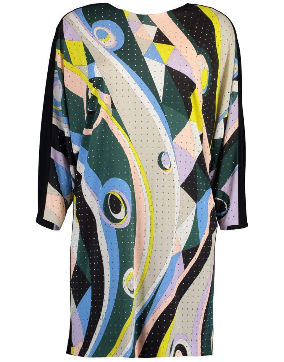 EMILIO PUCCI-Verde Long Sleeve Studded Printed Dress-