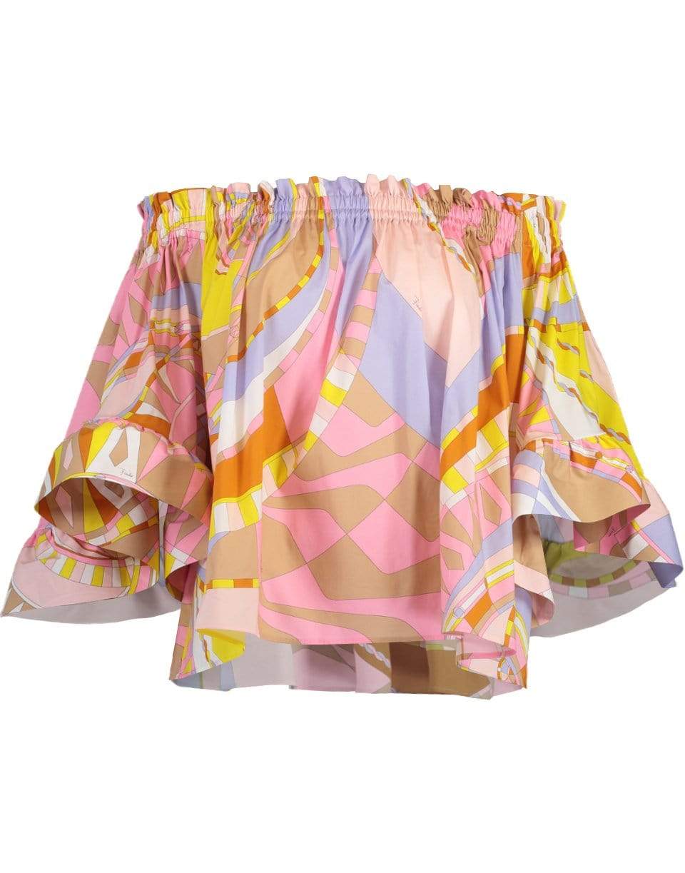 EMILIO PUCCI-Rosa Off Shoulder Print Blouse-