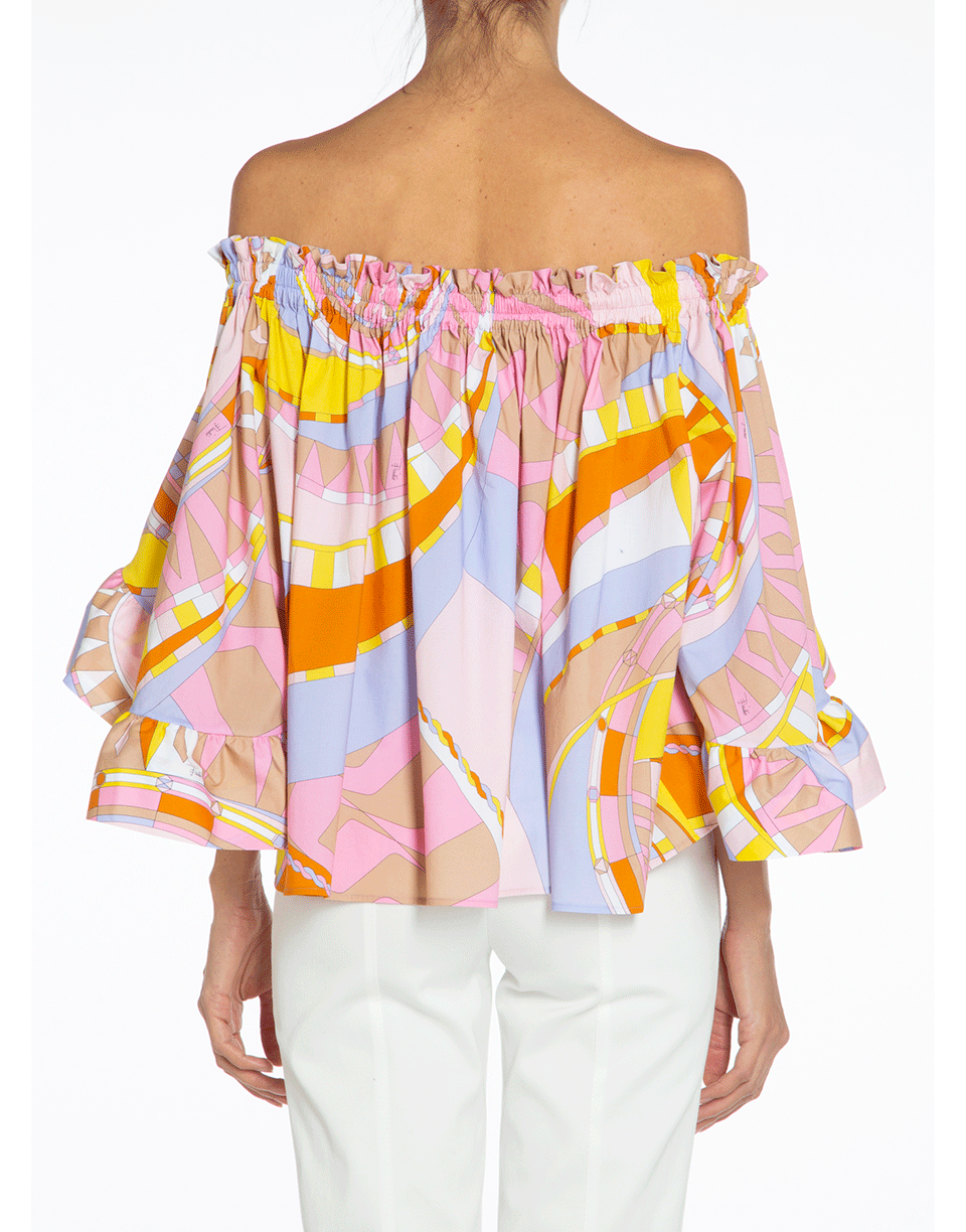 EMILIO PUCCI-Rosa Off Shoulder Print Blouse-