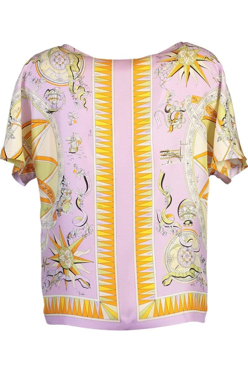 EMILIO PUCCI-Short Sleeve Printed Wide Neck Top-