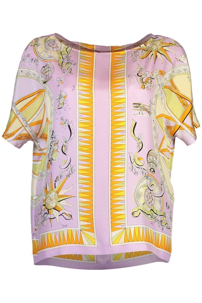 EMILIO PUCCI-Short Sleeve Printed Wide Neck Top-