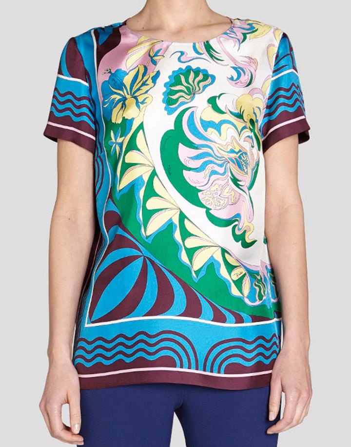 EMILIO PUCCI-Short Sleeve Printed Boxy Top-