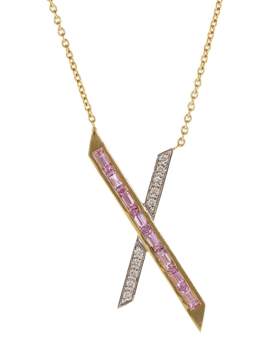 EMILY P WHEELER-Pink Sapphire and Diamond X Pendant Necklace-ROSE GOLD