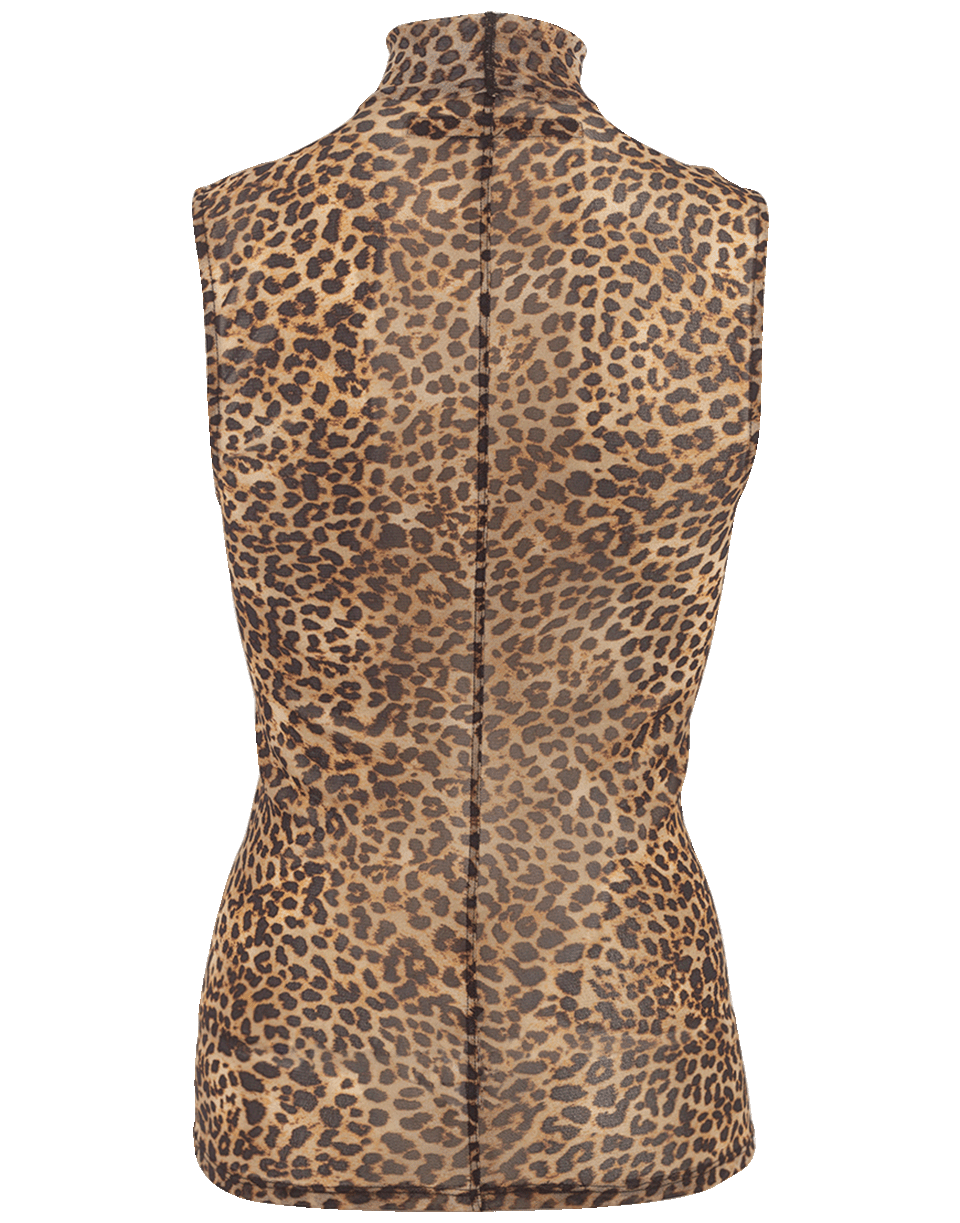 ENZA COSTA-Sleeveless Leopard Print Mesh Turtleneck-