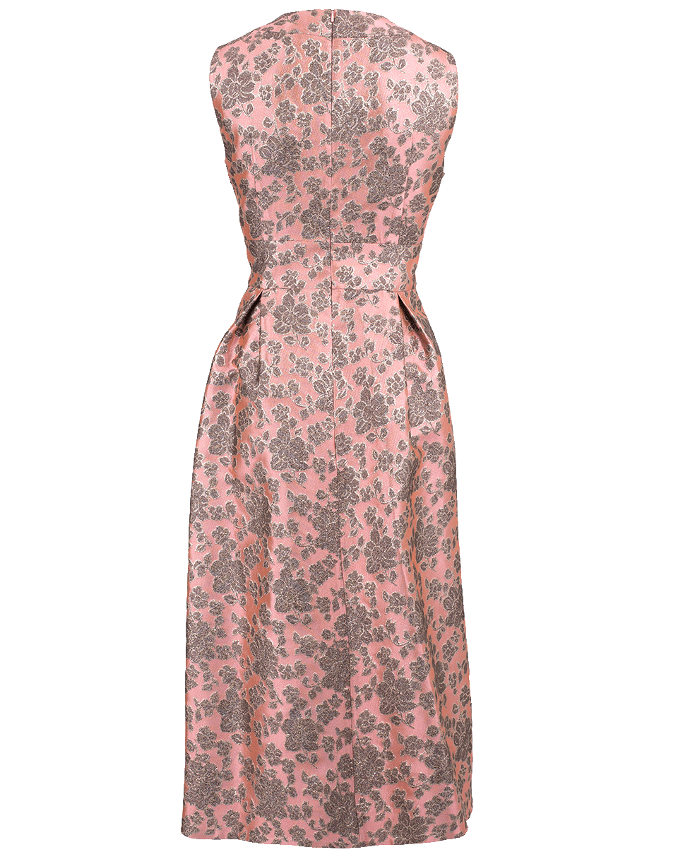 ERDEM-Davina Box Pleated Dress-PNK/GLD