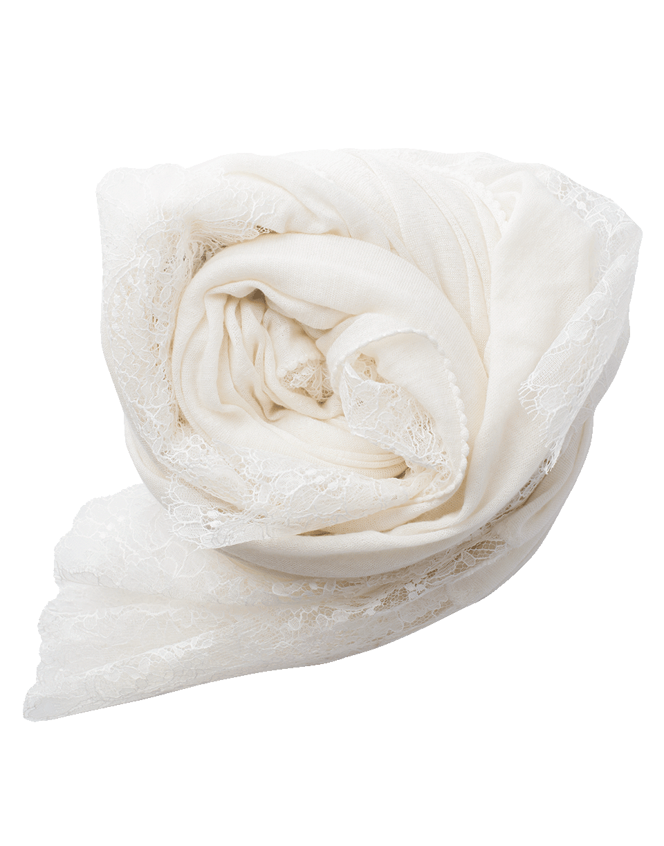 ERMANNO SCERVINO-Lace Trim Scarf-VANILLA