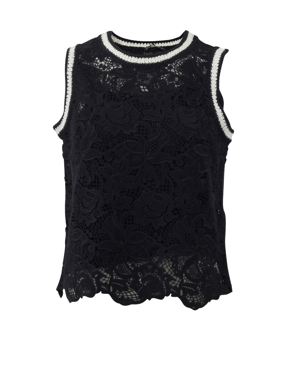 ERMANNO SCERVINO-Lace Top With Knit Trim-