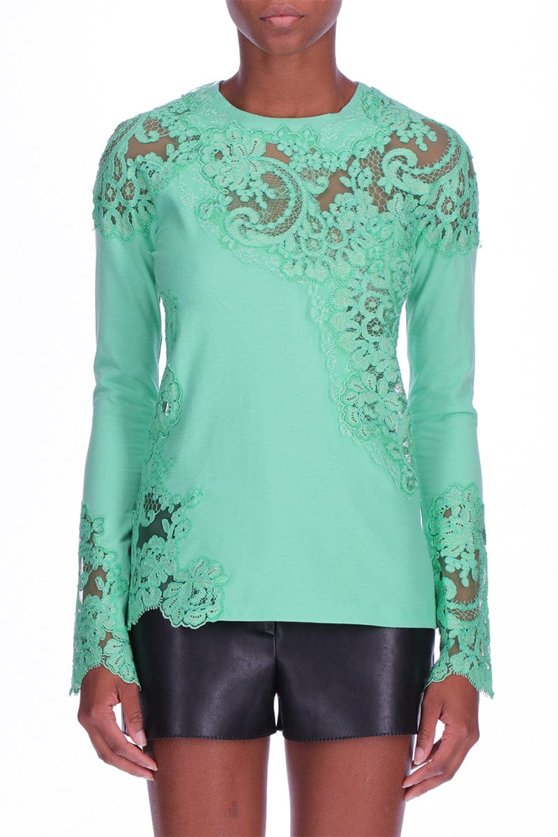 ERMANNO SCERVINO-Long Sleeve Lace T Shirt-