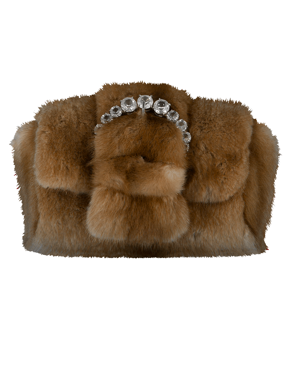 ERMANNO SCERVINO-Jeweled Fur Bag-BROWN