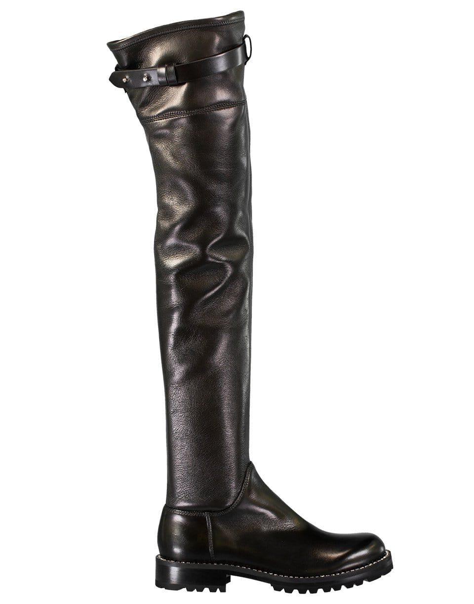ERMANNO SCERVINO-Over the Knee Crystal Trim Boot-