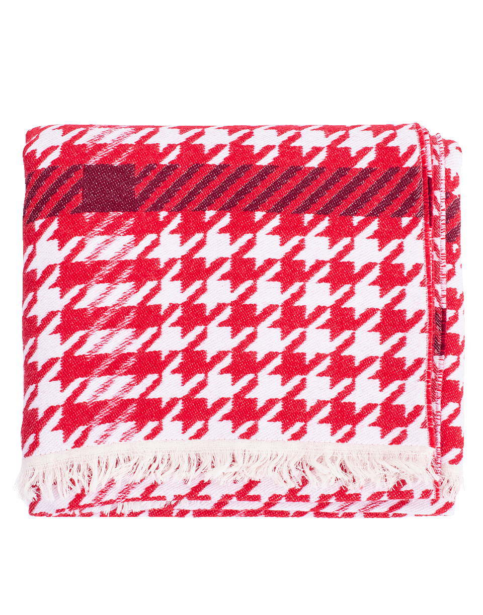 ESCADA-Red Houndstooth Scarf-OFF WHT