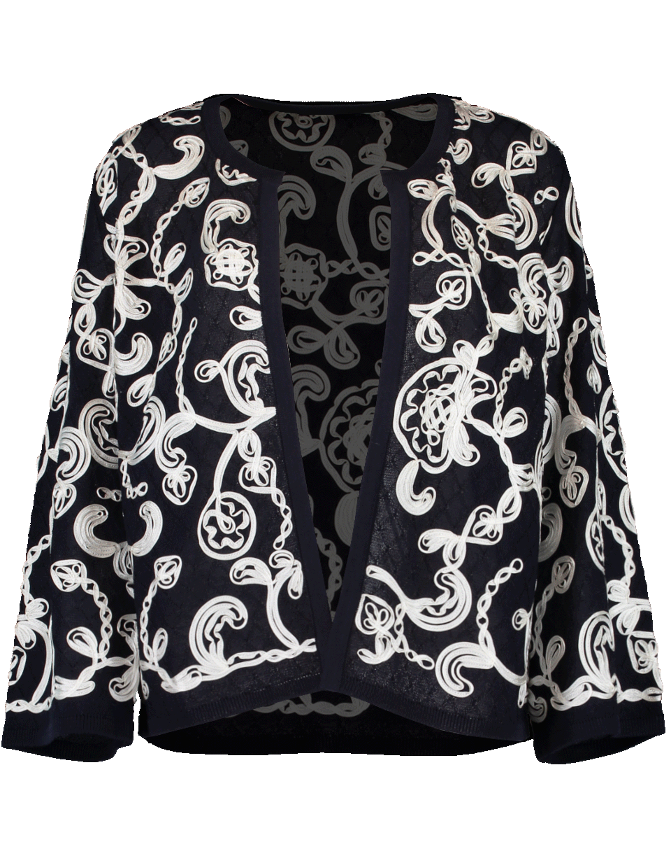 ESCADA-Cropped Embroidered Cardigan-