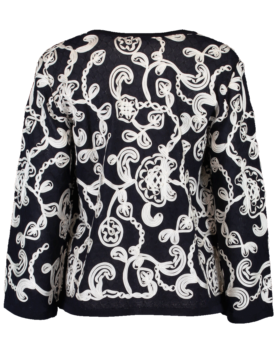 ESCADA-Cropped Embroidered Cardigan-
