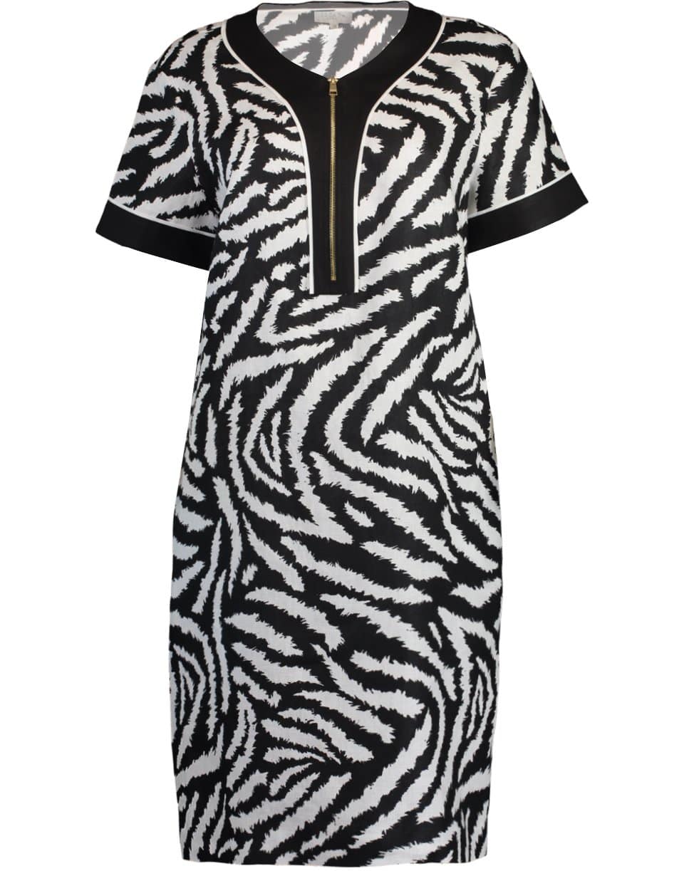 ESCADA SPORT-Dadye Short Sleeve Zebra Print Dress-